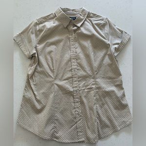 LIZ CLAIBORNE Career Shirt Womens SIZE M Tan Button Up Short Sleeve